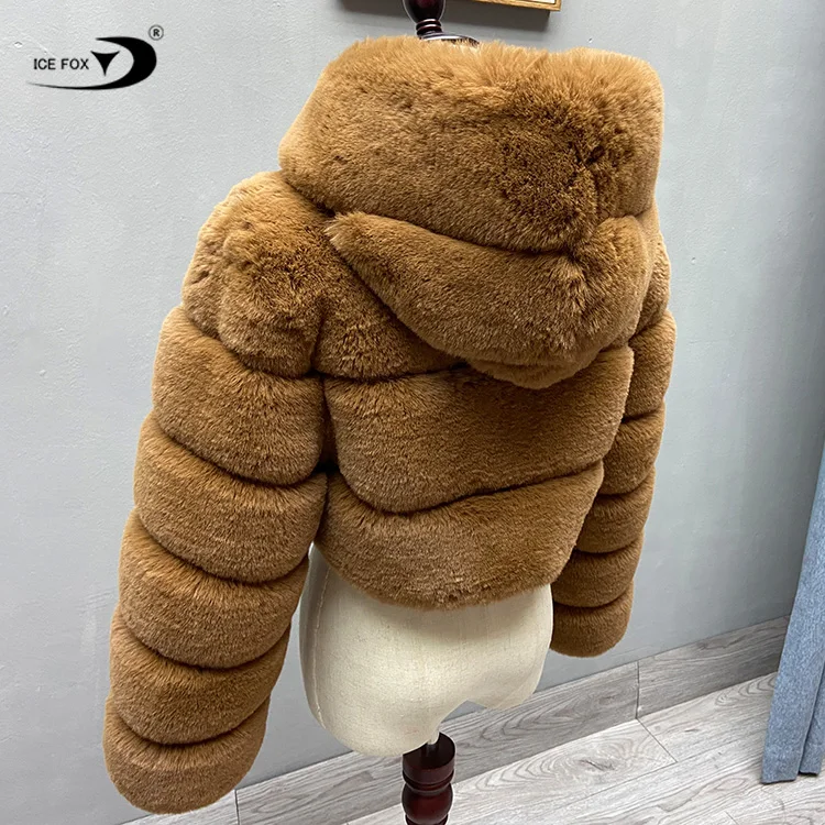 Зимние Модные пальто с капюшоном из искусственного меха, Женская куртка из искусственного меха, Женское пальто из искусственного лисьего меха