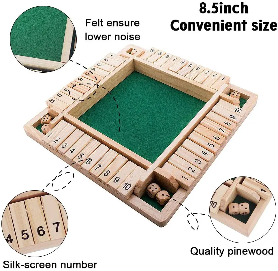 Настольная игра с надписью «Shut the box» для 2 игроков деревянная настольная производитель математики тренировочный подарок детей