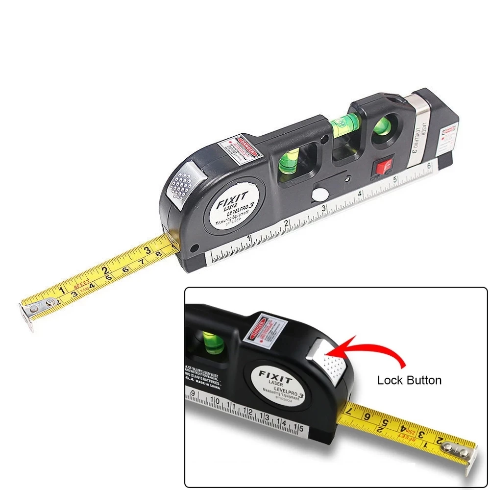 Laser Level Vertical Horizon Measuring Tape Aligner Metric Rulers Multipurpose