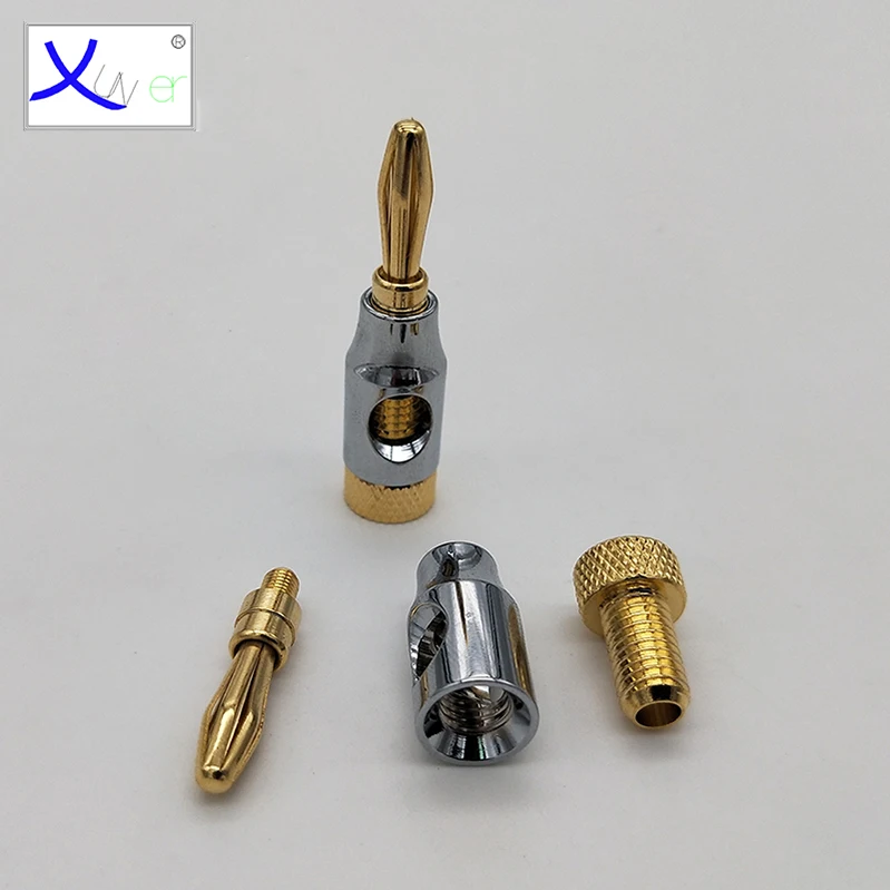 24K GOLD PLATED aluminum shell copper body speaker cable hifi 4mm banana plug terminal