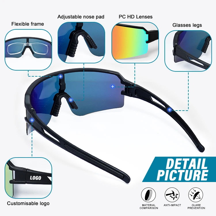 2025 Running Cycling Glasses Sunglasses No logo Custom Ce Polarized Men Women Unisex Lunette Cyclisme Sun Gold
