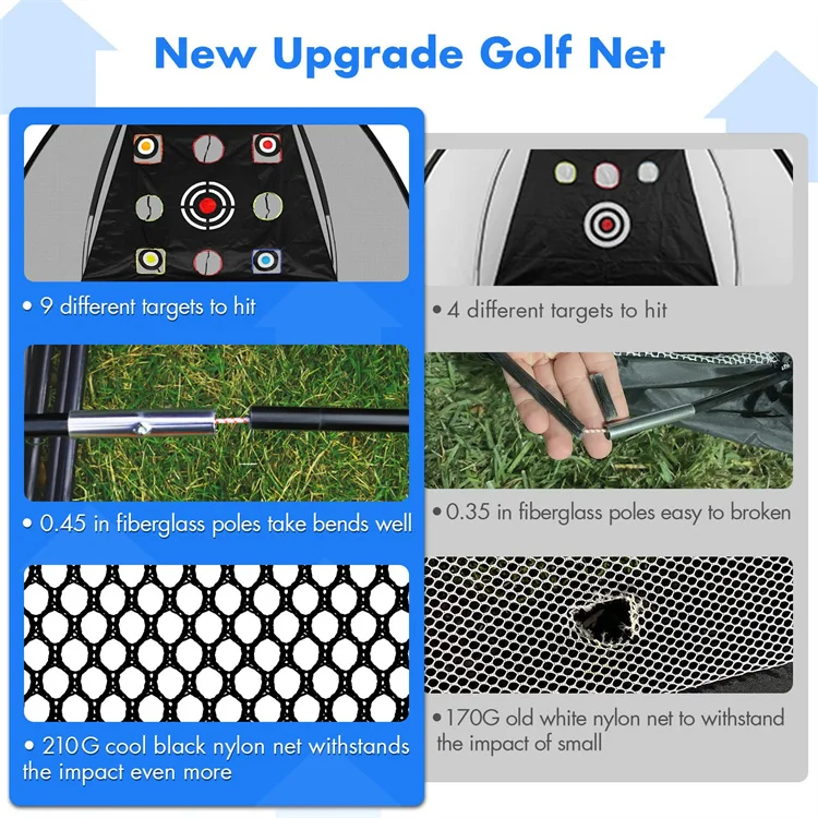 Golf Practice Net 10ft x 7ft Golf Hitting Training Aids Nets with Target Backyard Driving Chipping Golf Practice Net
