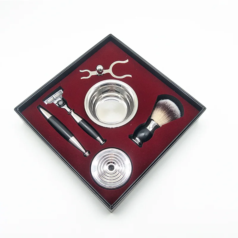 JDK 1 SET Blade Shaving Brush Set Professional Safety Razor Steel Stand Bowl Shaving brush Shaver kits
