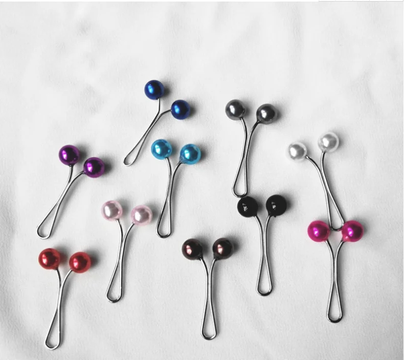 Latest Design Fashion Colorful Shawl Hijab Clip Muslim Women Scarf Pearl Hijab Clip