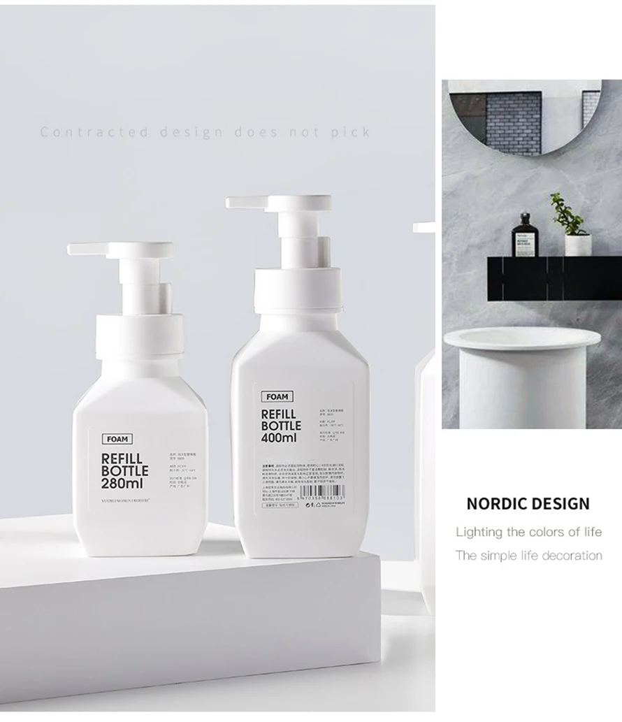 
Popular In Stock PET 280ml 400ml 600ml gel refillable hand soap packaging pump designed foaming shampoo bottle 