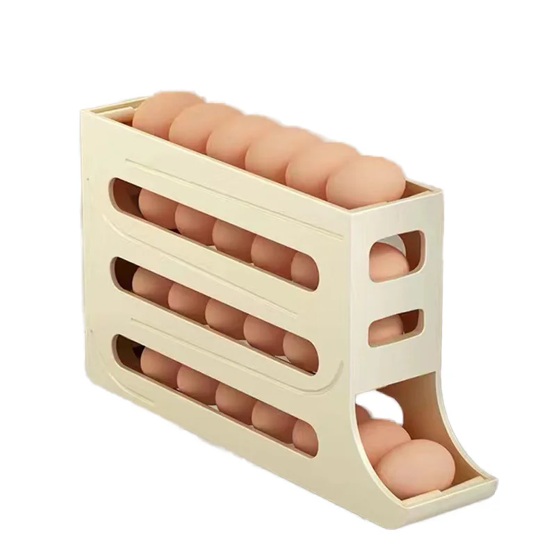 Wholesale Egg Storage 4 Layers Four Tiered Slide Type Kitchen Refrigerator Egg Organizer Container Storage Rack Egg Storage Box