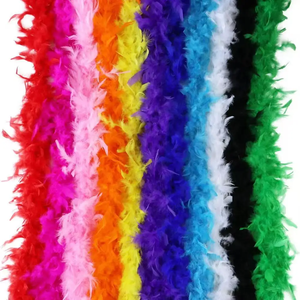 40g Wholesale Christmas Garland Rainbow Decor Bulk Feathers Boa Decorative Turkey Chandelle Feather Boas For Carnival Festive