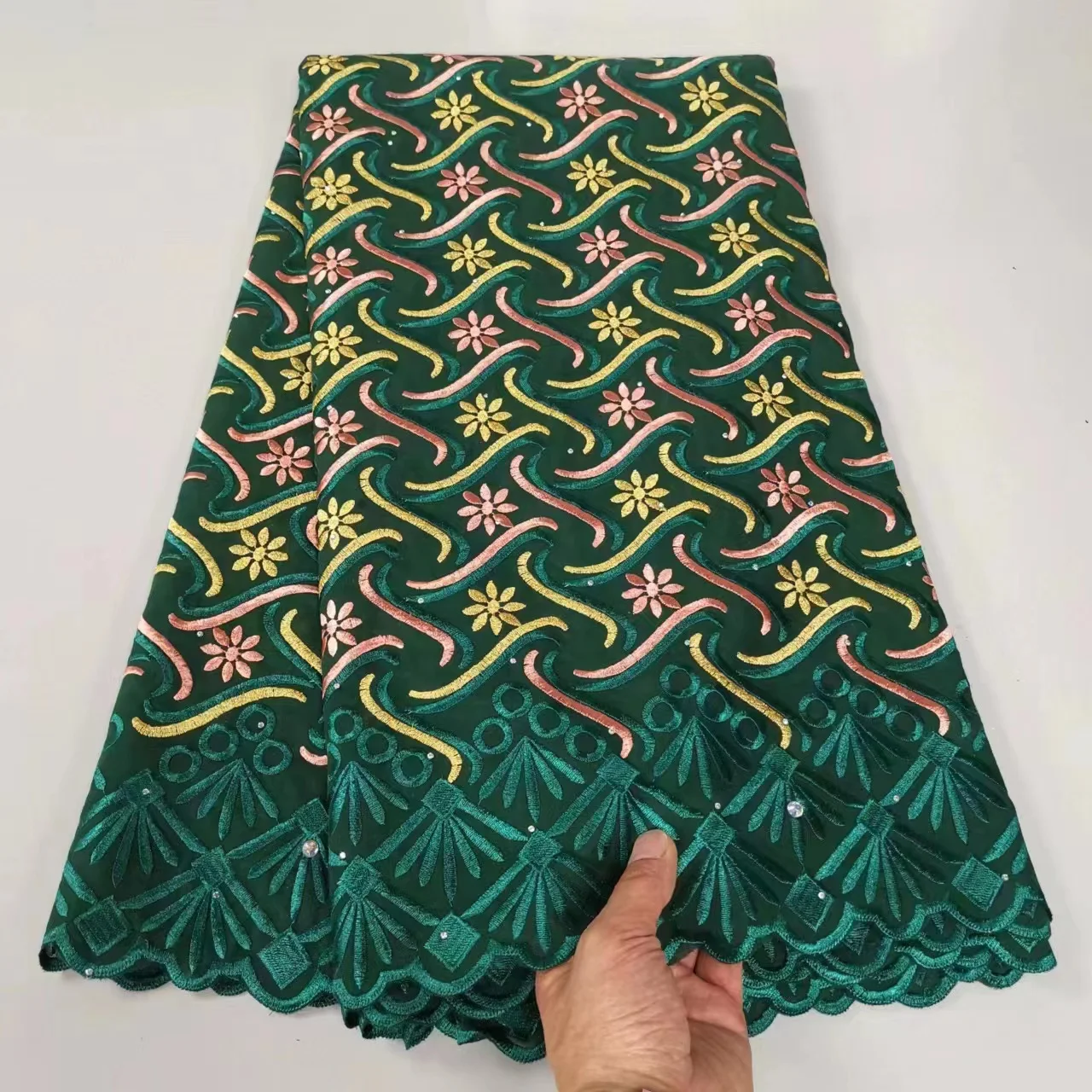 African Lace Fabric Embroidery Fabric 100 Cotton Embroidery lace Small Diamonds Ethnic Style African Lace