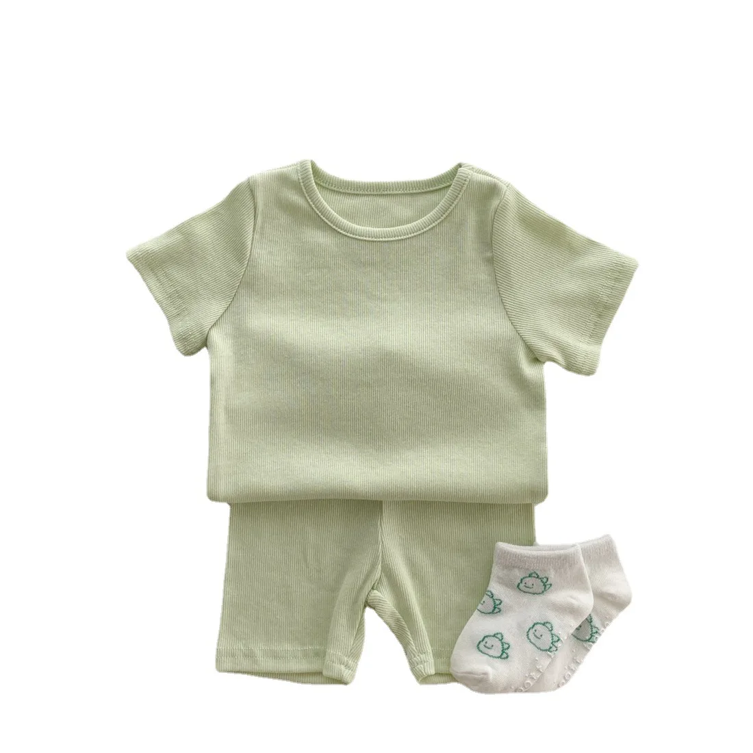 summer fashion candy color ribbed set vacation outfits solid color girls clothing sets