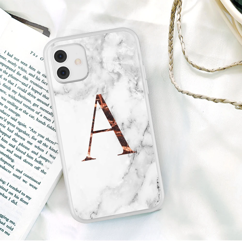2022 OEM матовый мраморный чехол для телефона iPhone 13 Pro Max 7 8 Plus 12 Pro XS Max X XR XS Max 13 Mini Initial Letter A Z Crown Soft