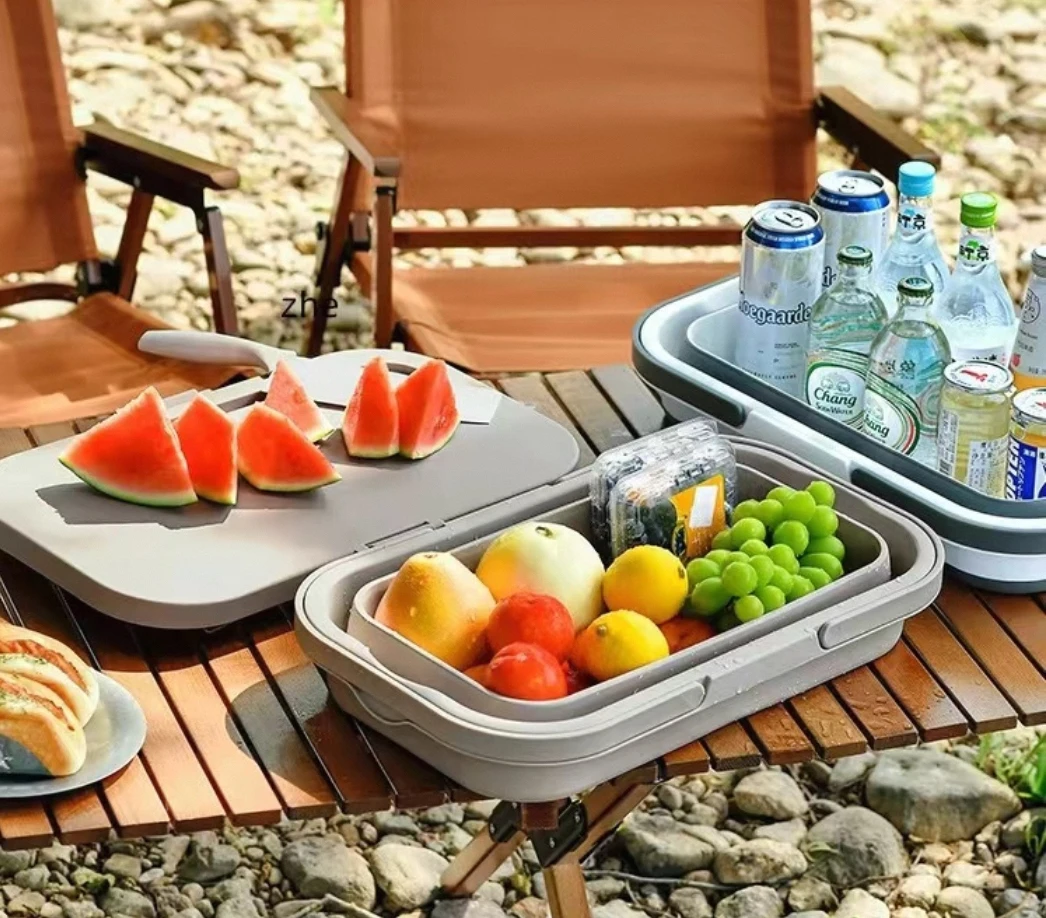 Functional Colorful Rectangle Foldable Camping Storage Portable Picnic Bucket Outdoor Travel Picnic Set