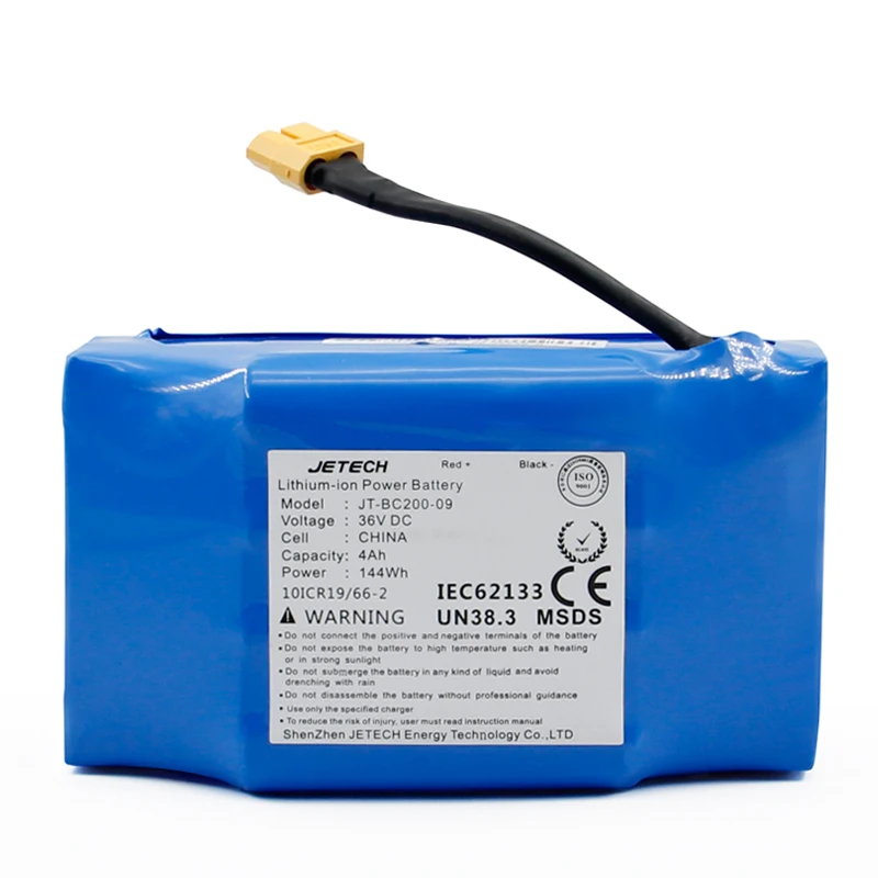 Jetech hoverboard lithium ion battery 25.2v 7s2p 7s1p 36v 10s1p10s2p 2ah 4ah 4400mAh 72wh 144wh 18650 CE U L replacement battery