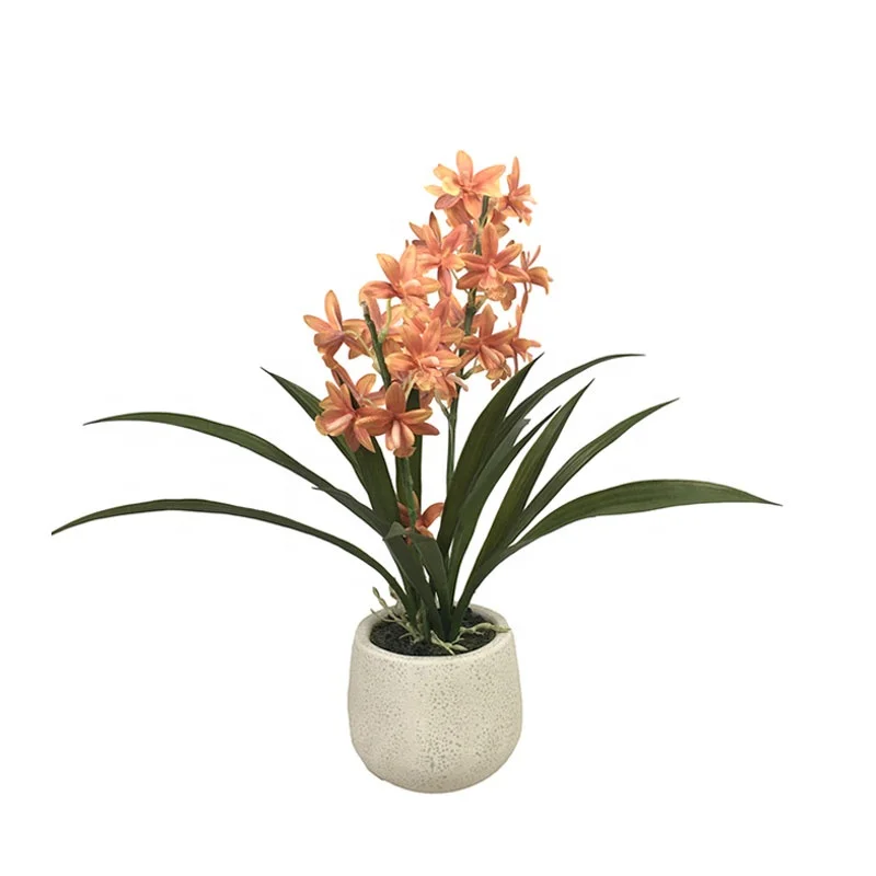 3D натуральная ткань Cymbidium Spray Bonsai искусственные