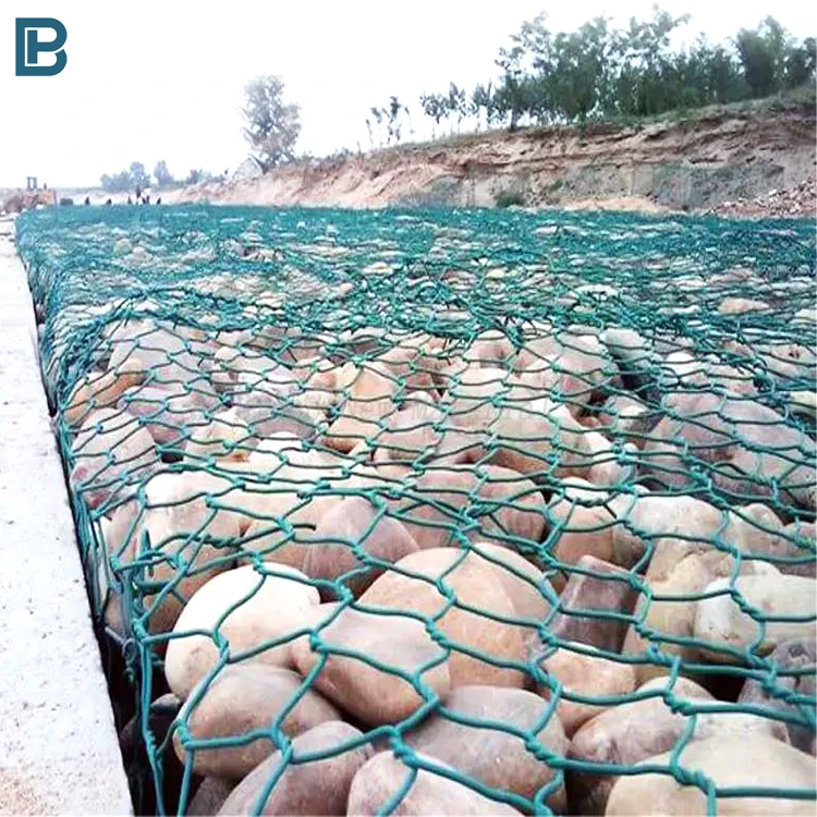 galvanized hexagonal wire mesh netting pvc coated gabion stone filled gabion basket in Philippines