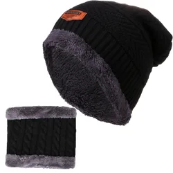Winter Hats For Men Knitted Hat Scarf Fall Winter Cap Thick Neck Warm Wool Bonnet Skullies Beanie Men Women Knitted Beanies