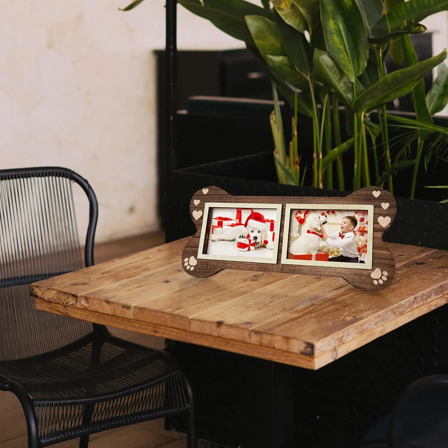 4x6 Two Collage Pet Memorial Bone Paw Print Frame Pet Dog Bone Picture Photo Frame For Dog Lovers