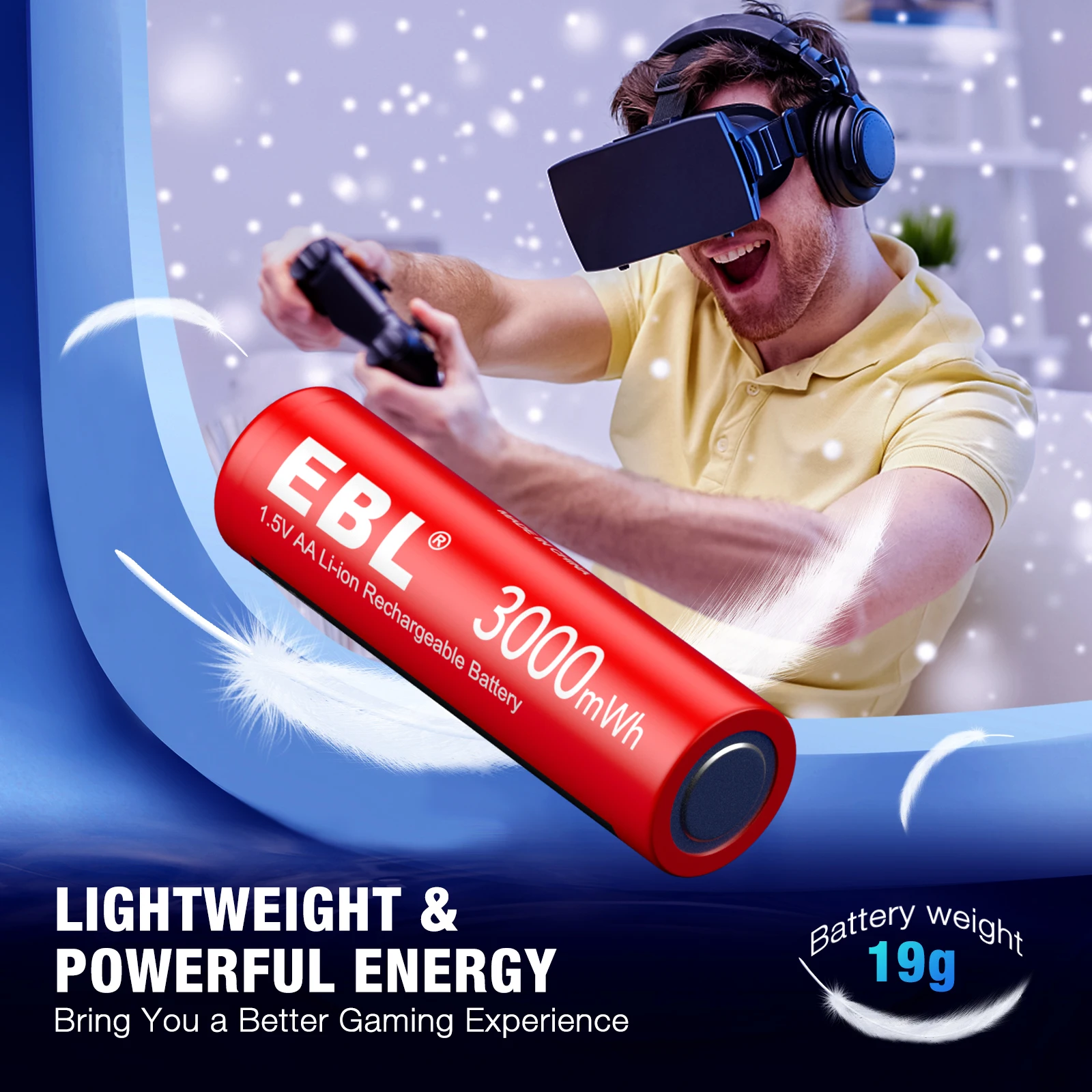 EBL High Performance 3000mAh 1.5V Portable AA Li-ion Rechargeable Lithium ion Battery 4 Pack Batteries