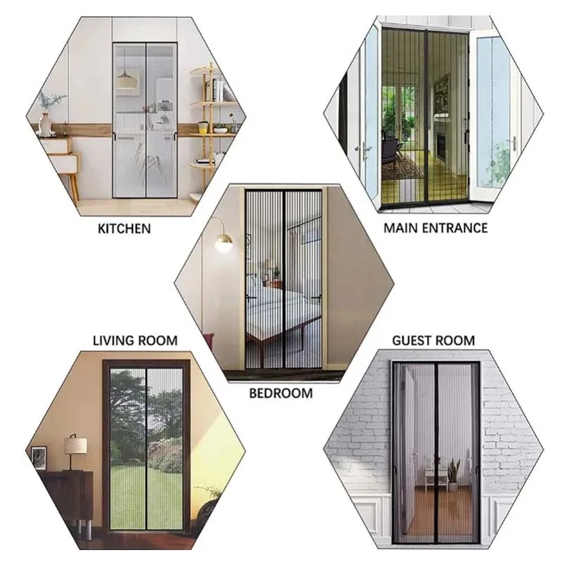 2024 New Magnetic Screen Door Curtain Anti-Mosquito Net Fly Insect Screen Mesh Automatic Closing 5 Size Easy Installation 1PC