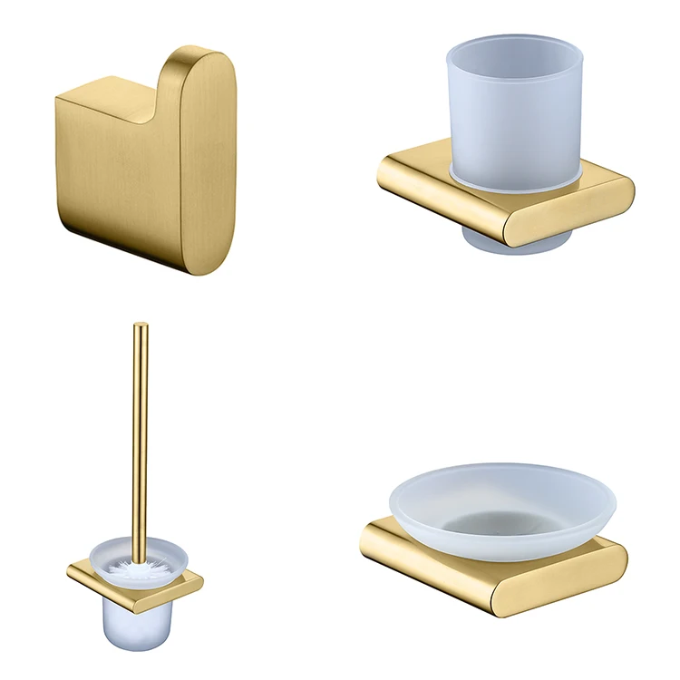 Nano gold 6-piece bathroom accessories set stainless steel 304 paper holder