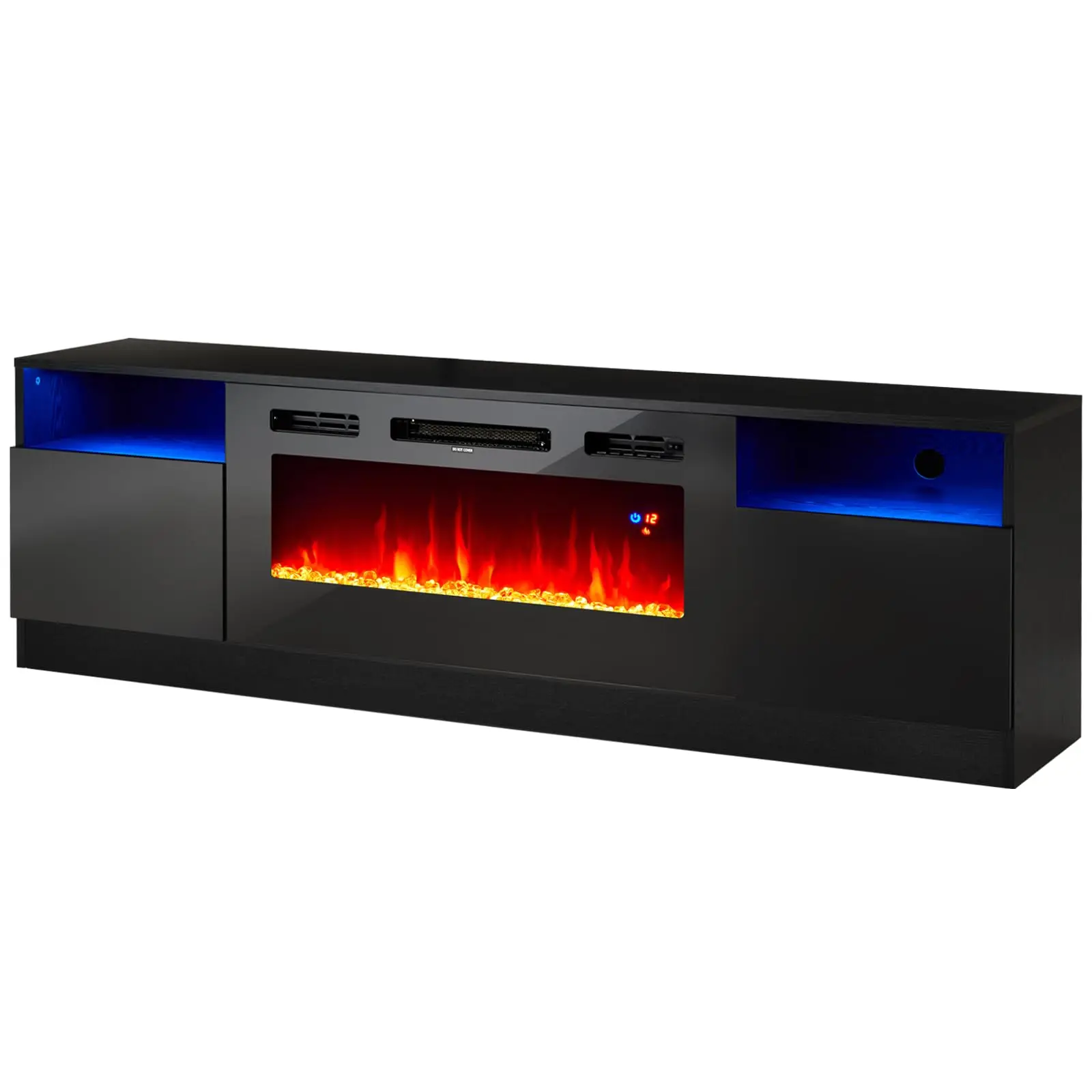 Modern High Gloss TV Stand with 36  Electric Fireplace for TVs Up to 80 , White Grey, Black TV STANDS