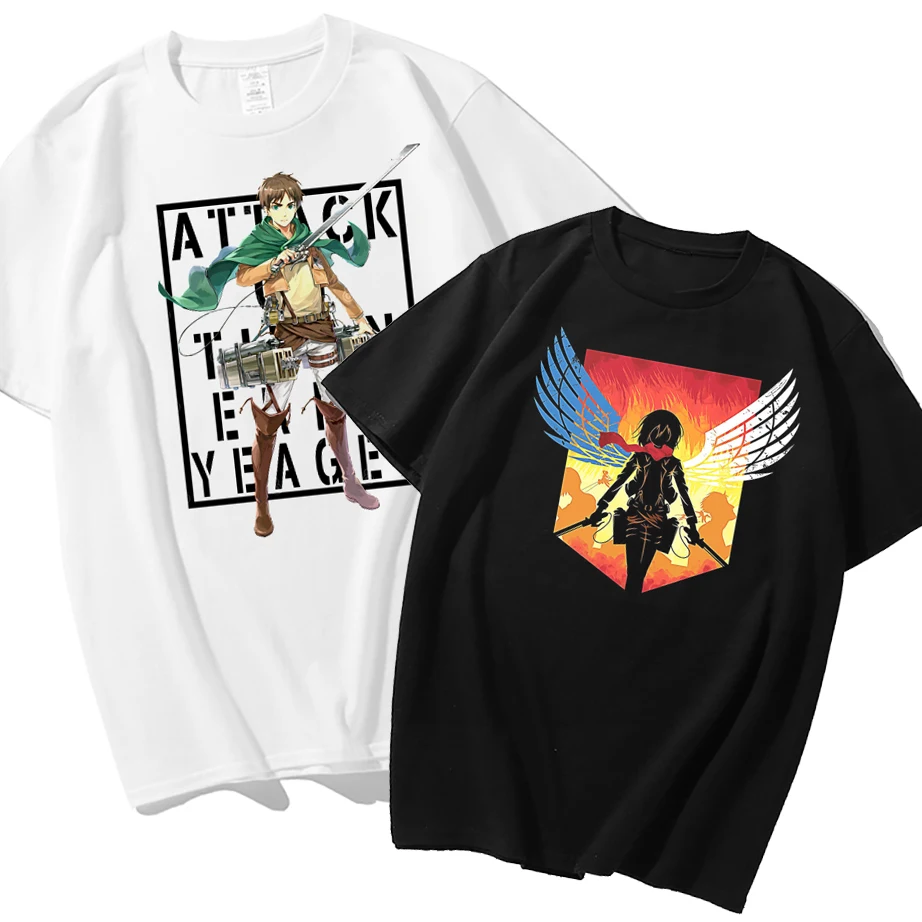 Attack on Titan T Shirt Anime Eren Yeager Printed Short Sleeve Casual Men Harajuku Tee T-shirt Tops Unisex