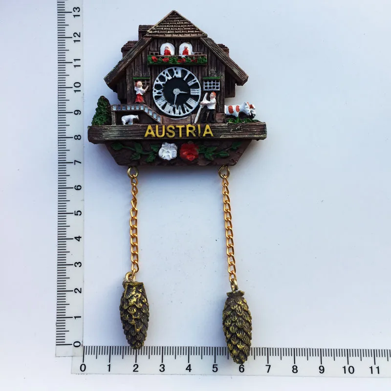 Germany Austria Switzerland travel souvenir resin crafts clock painted refrigerator magnet