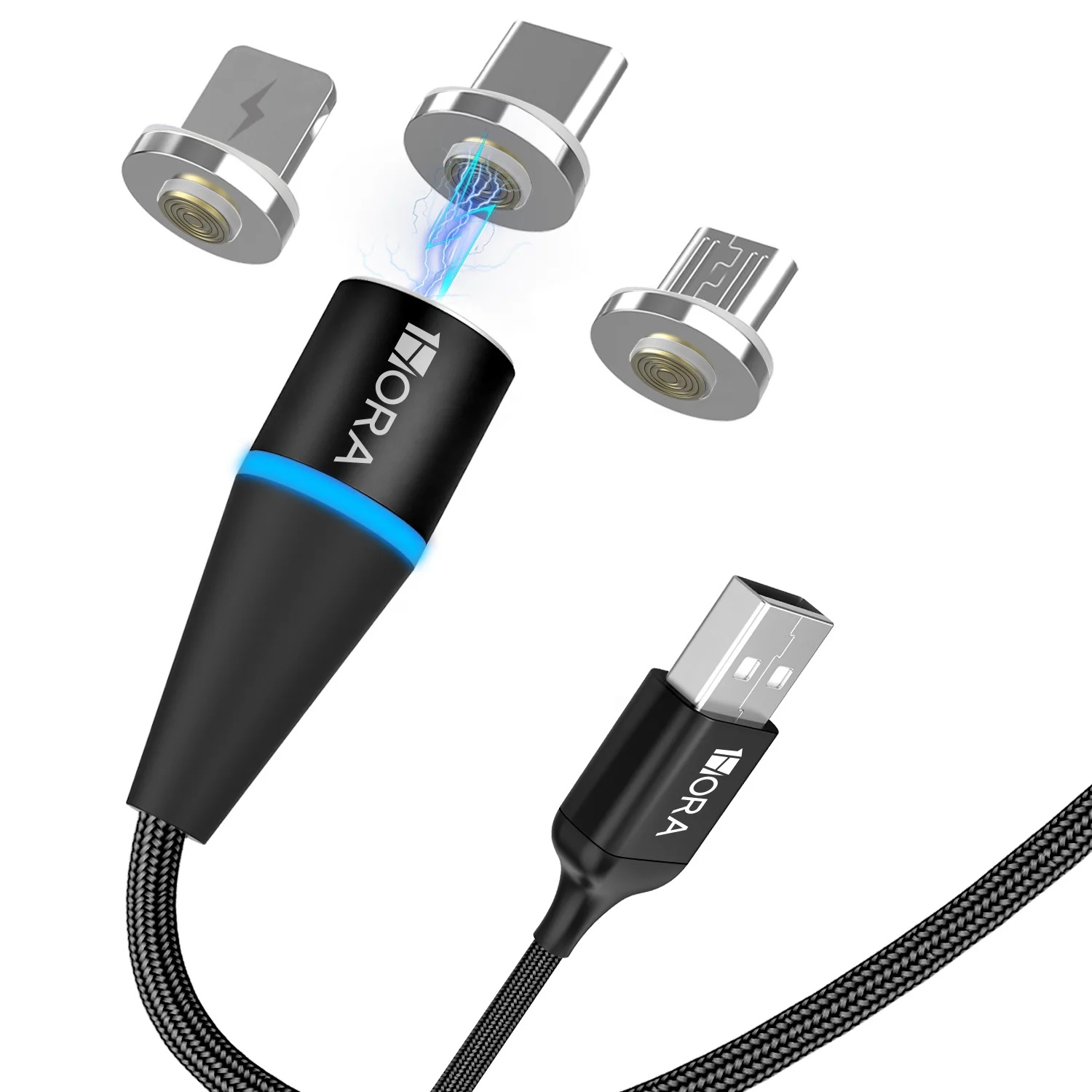 
1HORA Magnetic Cable Magnet 3in1 Fast Charge Usb V8 Ip Type c cable fast charging 