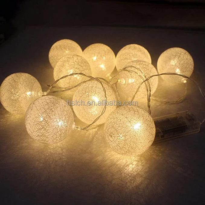 Liancheng 1.5m 3m 10L 20L Waterproof 4.5v battery Cotton Ball christmas string light Chain For Decoration