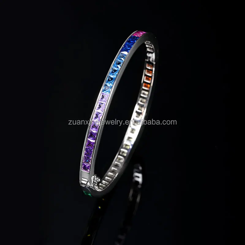 Rainbow Beautiful Womans Unique Sterling Silver 925 Tennis Bracelet Jewellery For Gift