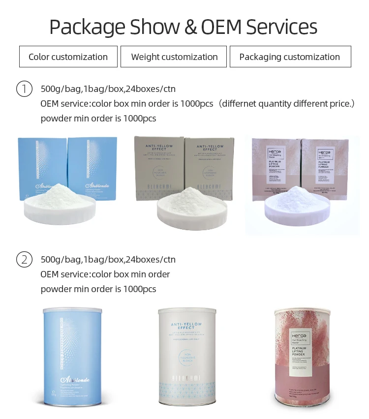 Italian hair bleach powder for professional hair color use