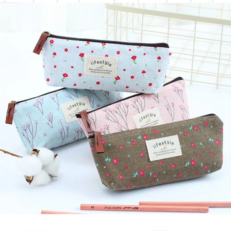 Top Selling Korea Creative Pencil Case Girls Stationery Box Floral Pencil Bag