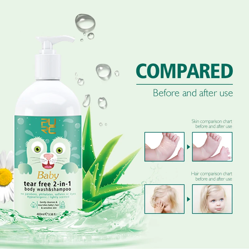 Natural Mild Tear Free Formula Organic Baby 2-In-1 Body Wash Shampoo Soothe Moisturize Skin Makes Hair Soft And Silky