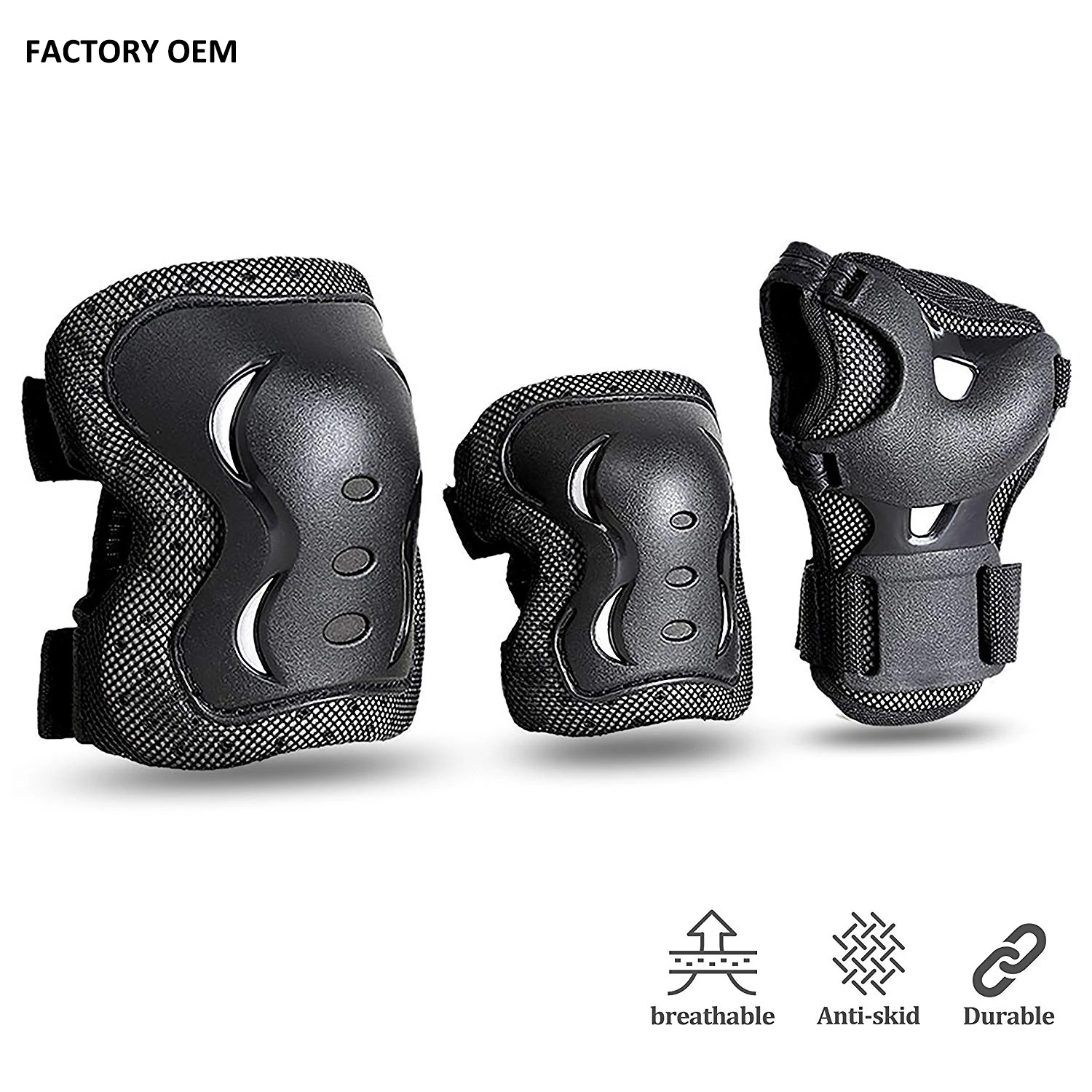 
Custom Elbow Knee Pads Wrist Guard Skateboard Roller Skating Protective Gear set for outdoor sports 