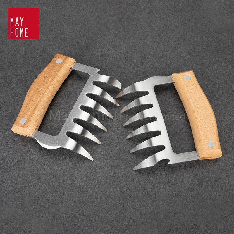 
 Измельчитель лап медведя из нержавеющей стали, Когти для барбекю и мяса с деревянной ручкой  