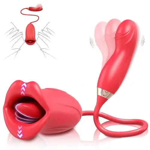 Hot 2 in 1 toy for women vibrator tongue licker adult toys mouth lips vibrator swinging modes nipples stimulation