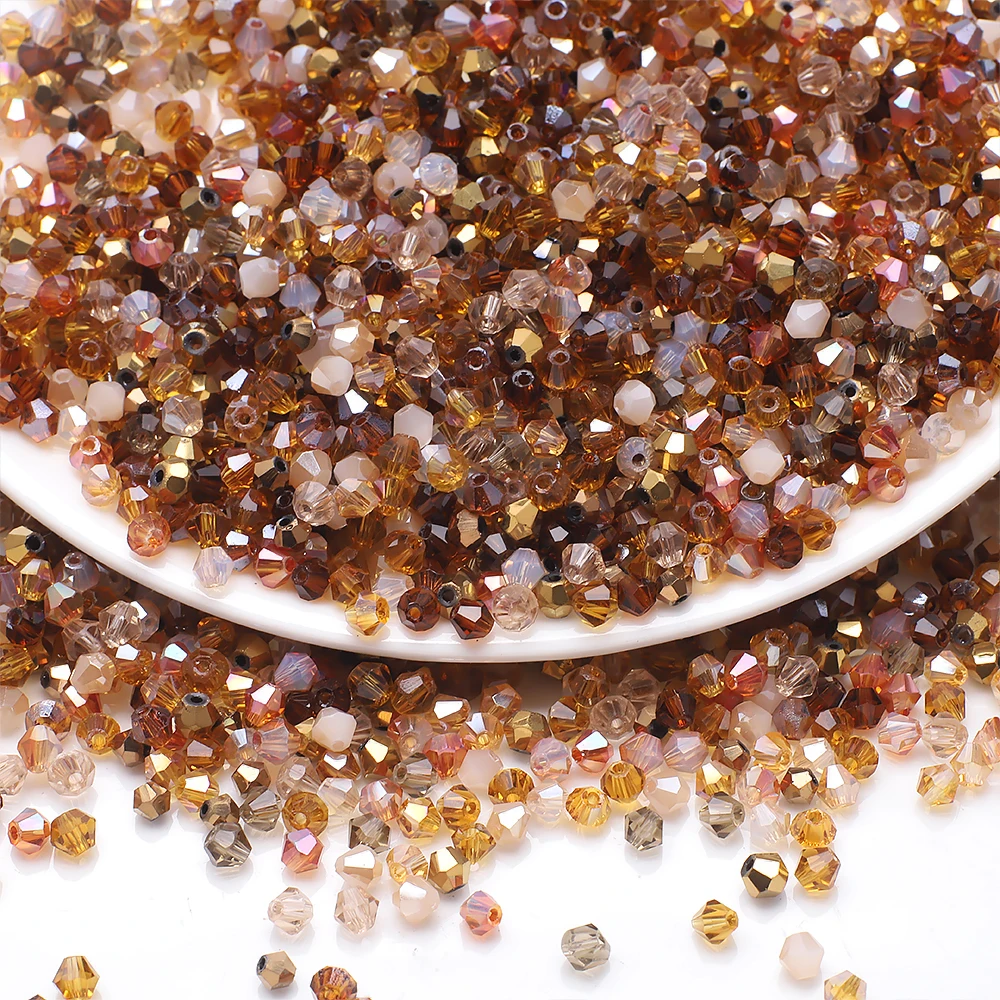 Zhubi 2MM 3MM Colorful Crystal Bicone Beads Synthetic Precious Gemstone Bicone Glass Beads for Jewelry Making DIY Handmade