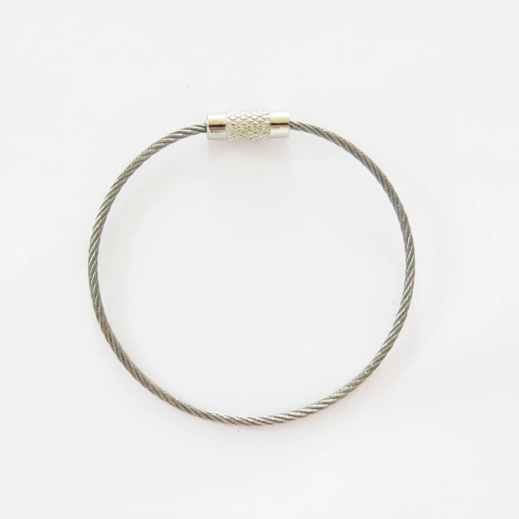 YIWANG Silver 150MM Stainless Steel Screw Lock Key Ring Wire Keychain Cable