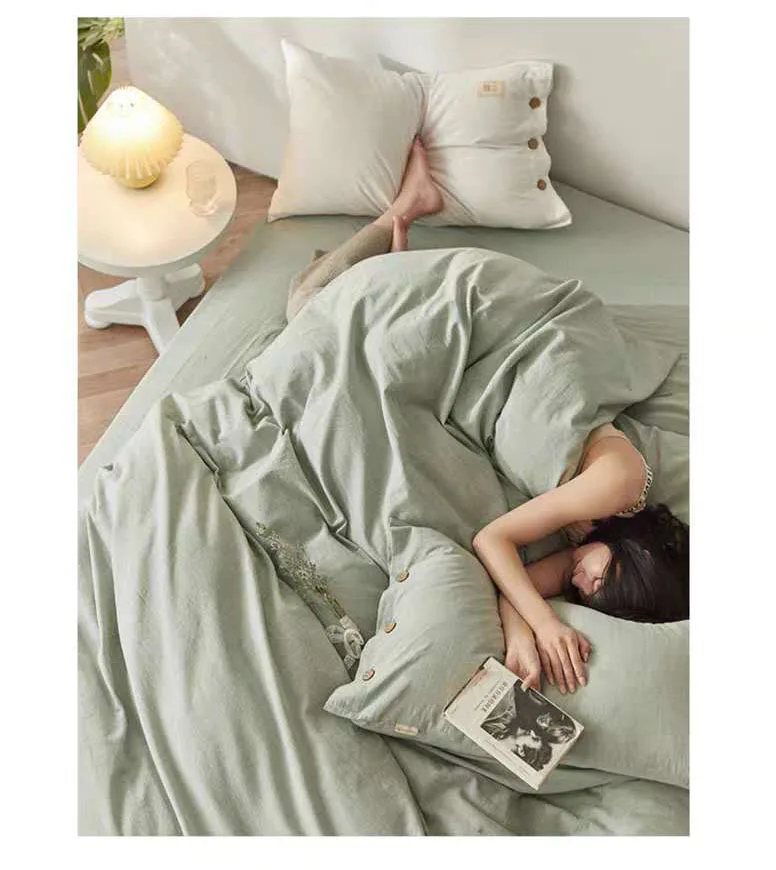 Oem Custom Private Label Winter Beautiful Luxury Linen Bed Sheets Bedding Sets Woven Simple 40 Solid Linen Cotton 200 Sets 4 Pcs