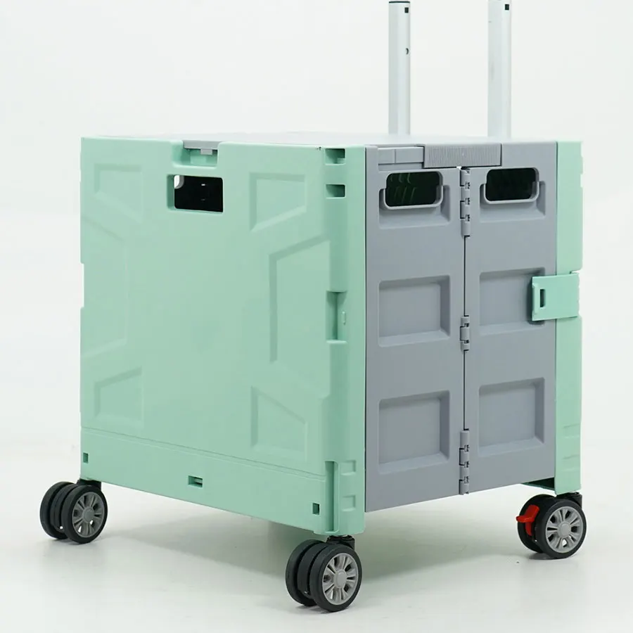 Multi-function Lightweight  30L Plastic Foldable Shopping Cart with 4 Modern Wheels