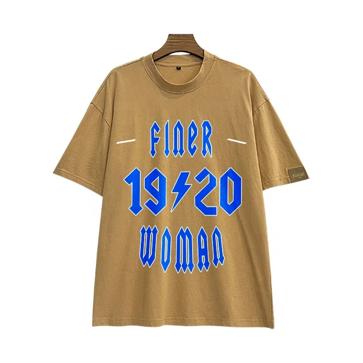 high quality brown t-shirt streetwear 100% cotton 260gsm heavyweight t-shirt drop shoulder DTG printing mens boxy tshirt