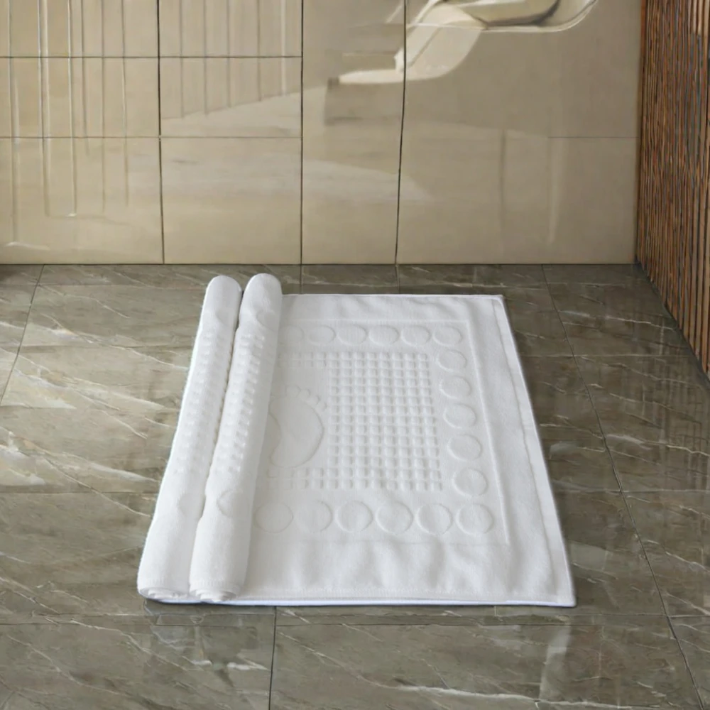 Custom wholesale Thick 100% Cotton terry hotel Bath Mat Foot Towel
