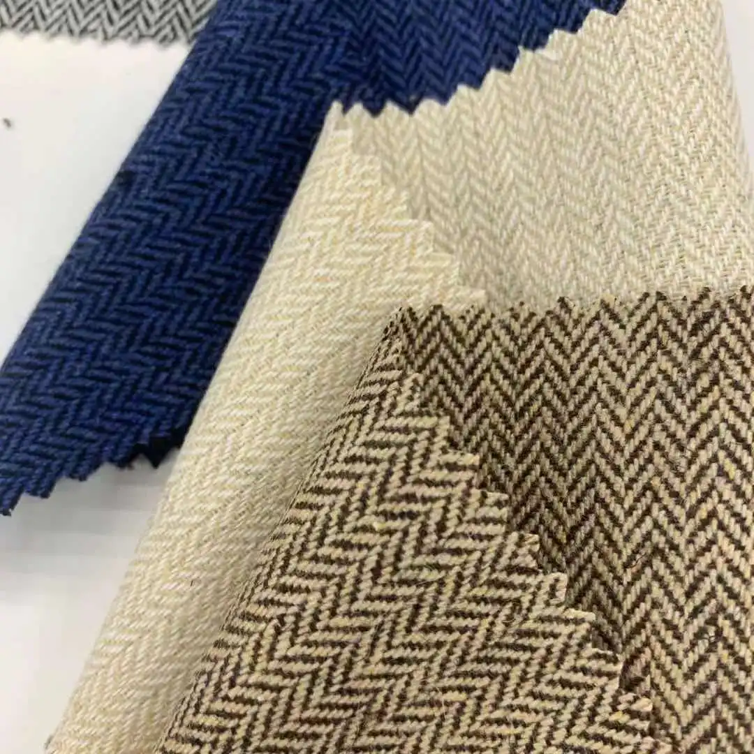 95%OTH 5%Wool  Yarn-dyed Small herringbone 340g/m Suitable for overcoats, jackets, windbreakers, autumn and winter