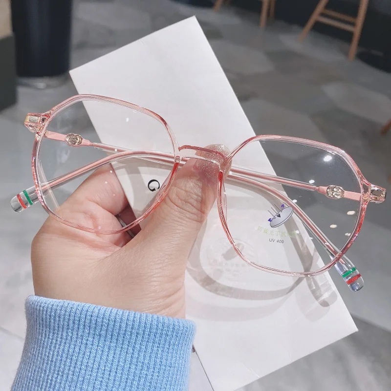 Transparent Computer Glasses Frame Women Men Anti Blue Light  Blocking Glasses Round Eyewear Frame
