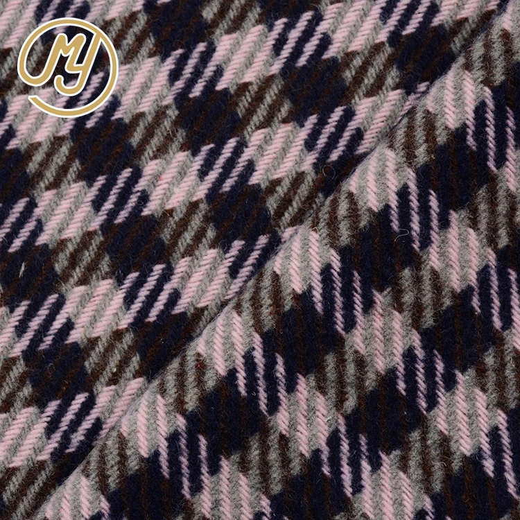
Hot sale OEM Italian yarn dyed tartan plaid women coat wool blend fabric polyester 