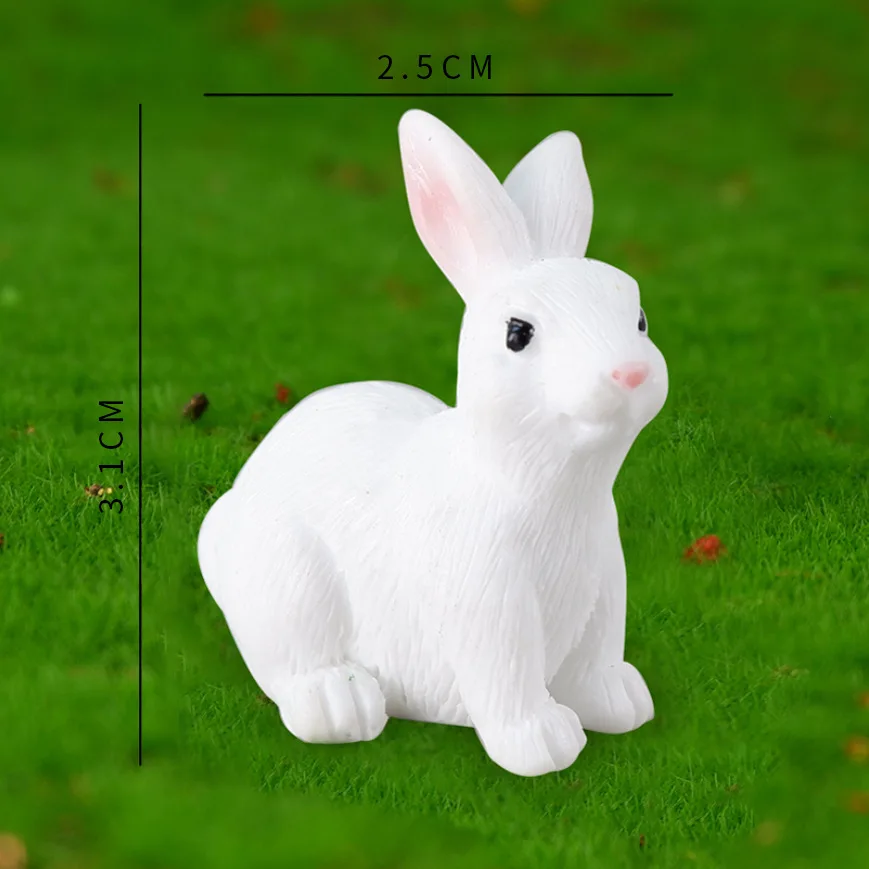 New 2024 microscopic white resin rabbit garden ornaments DIY landscaping bonsai decoration mini resin crafts ornaments
