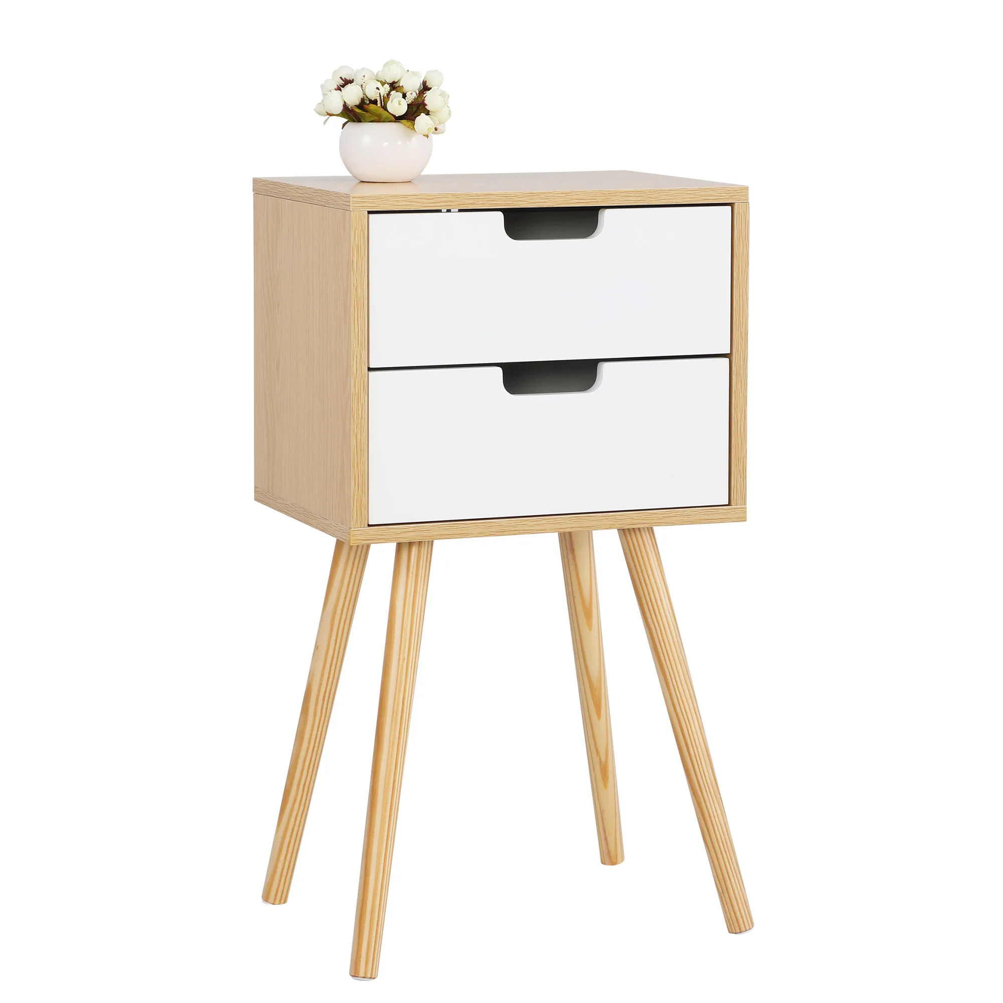 US warehouse Wooden sidetable 2 Drawers Storage Nightstands for Bedroom