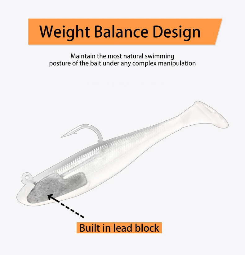 T-tail Floating Waterway Sub Soft Fluorescent Lure Freshwater T-tail Soft Worm Lure Sea Bass Mandarin Culter Alburnus Fish