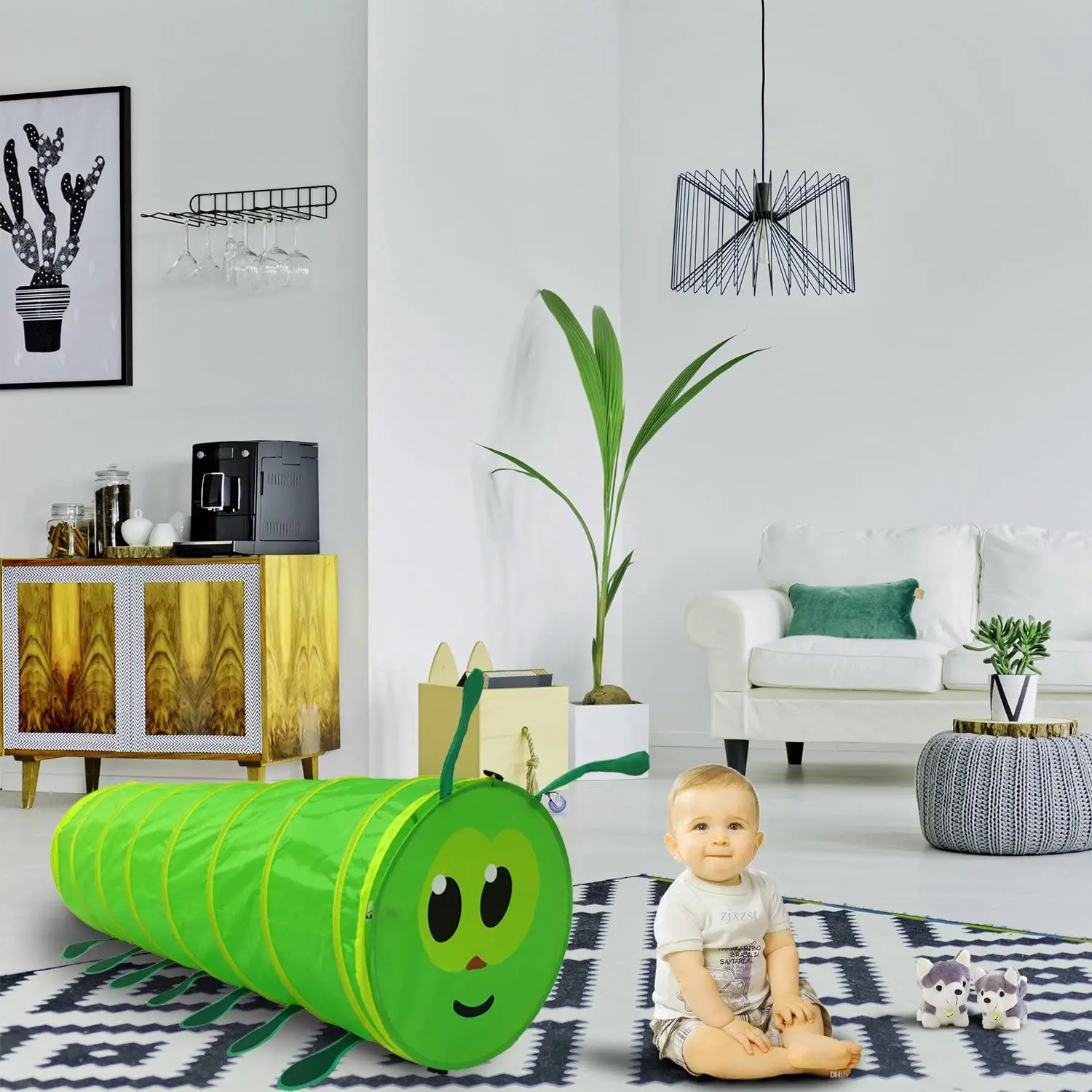 Kids Play Tunnel Tent Children Crawl Tube Toys Boys Girls Pop Up Toddler Tent for Indoor Outdoor Playing (Green)