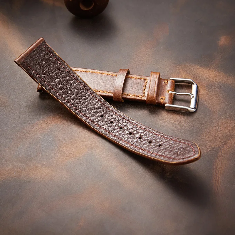 SWstrap Leather Watch Straps High Quality Wide Vintage Smart Watch Holes Sports Breathable Leather Genuine Watch Band