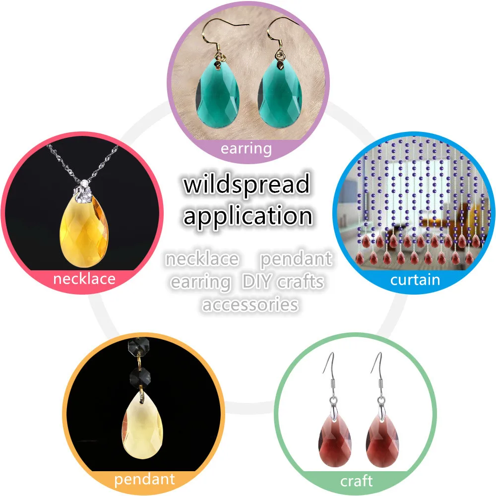 Crystal Chandelier Pendant 13X22mm Faceted Waterdrop Glass Beads For DIY Making Fashion Earring Necklaces Jewelry Accessories